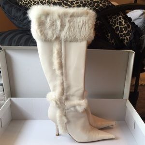 Rabbit fur boots size 8
